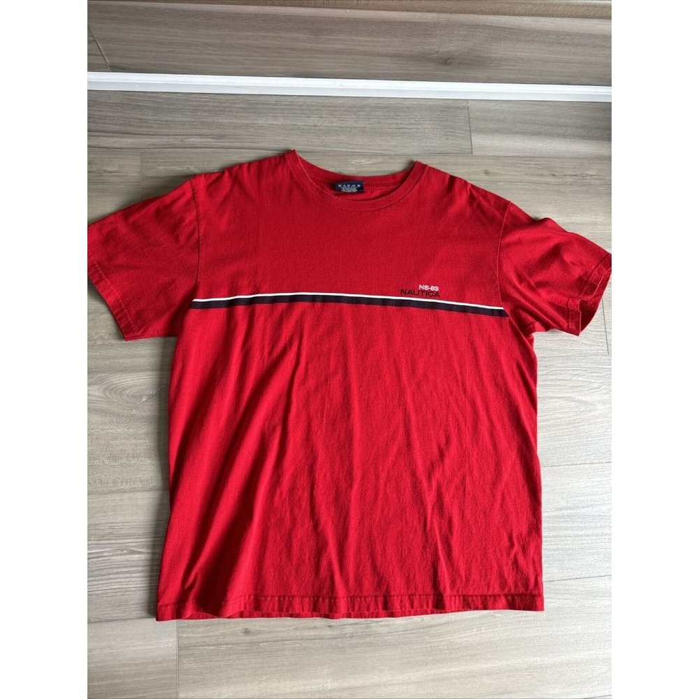 Vintage 90s Nautica Graphic Red Nautical NS-83 T-Shirt Mens Size‎ XL Made In USA